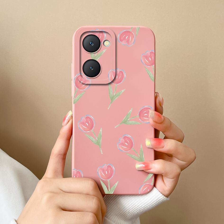 Противоударный чехол для Vivo Y03 Y17S Y19S Y27 Y28 Y36 Y38 Y78 Plus T3 T3X 4G 5G Маленький цветочный узор Мягкая силиконовая защита камеры для Vivo Capas