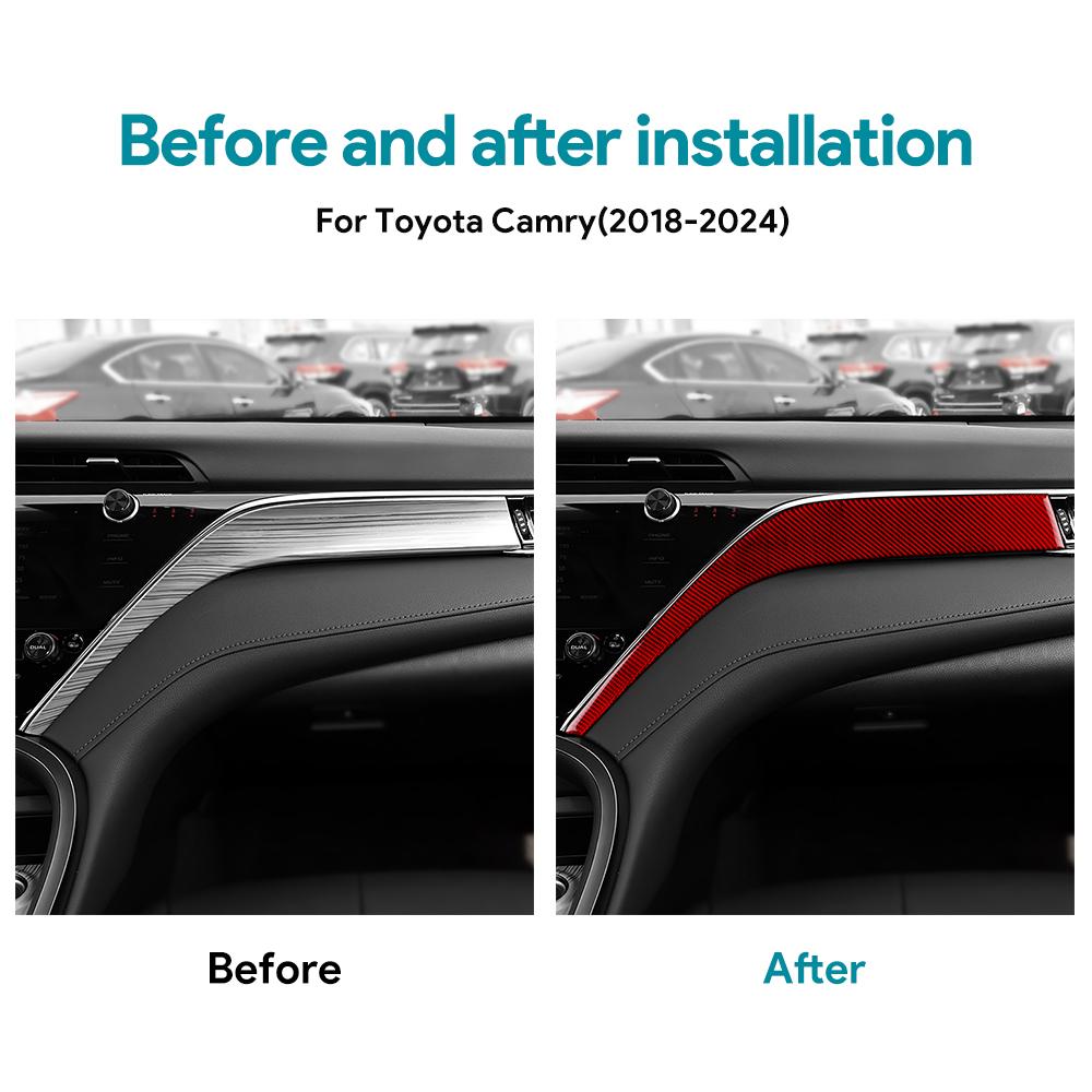 Carbon Fiber Dashboard Trim for Toyota Camry 2018-2024 LHD RHD - Passenger Side Instrument Panel Accessory