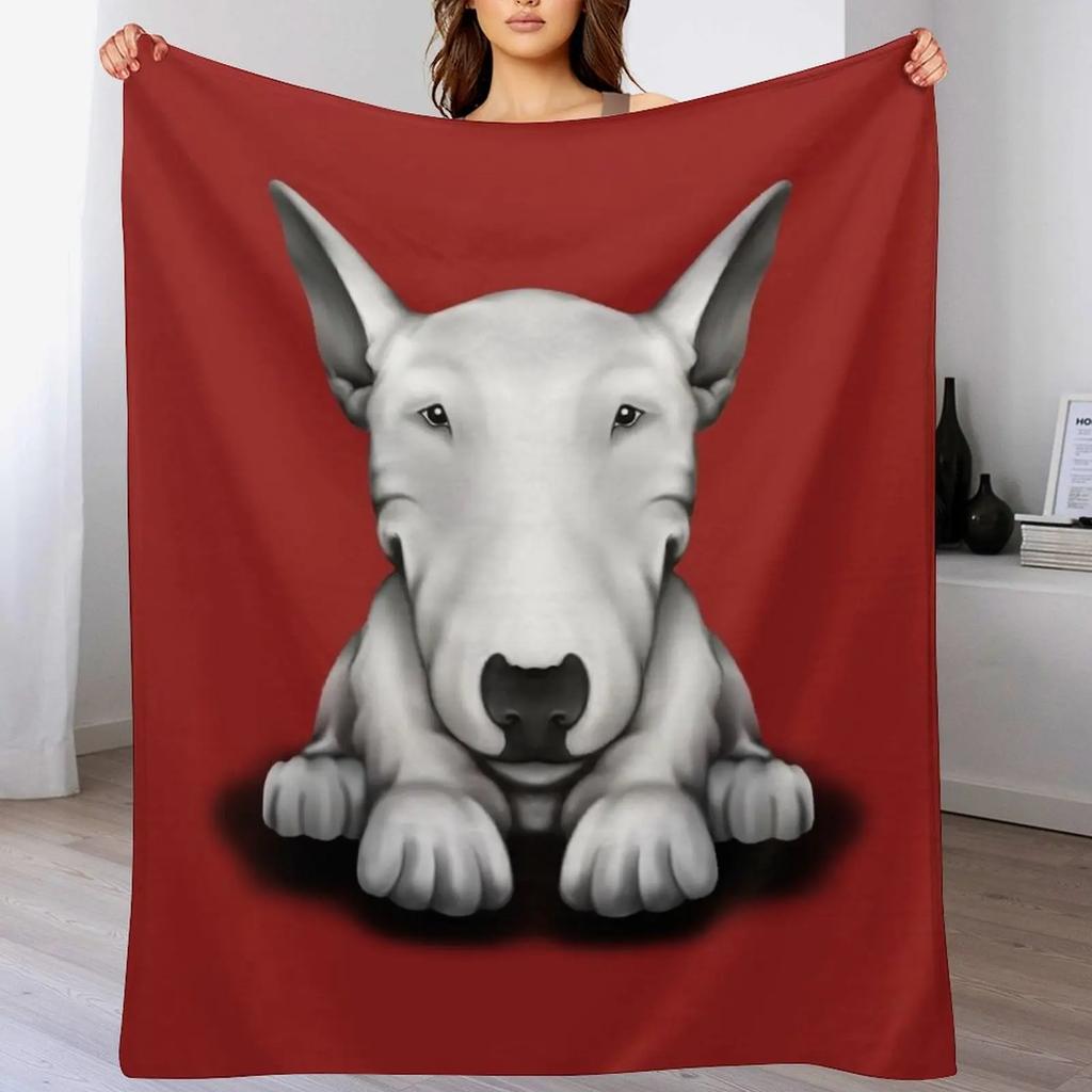 Front Sit English Bull Terrier Throw Blanket Modern Design Soft Blanket for Home Decor