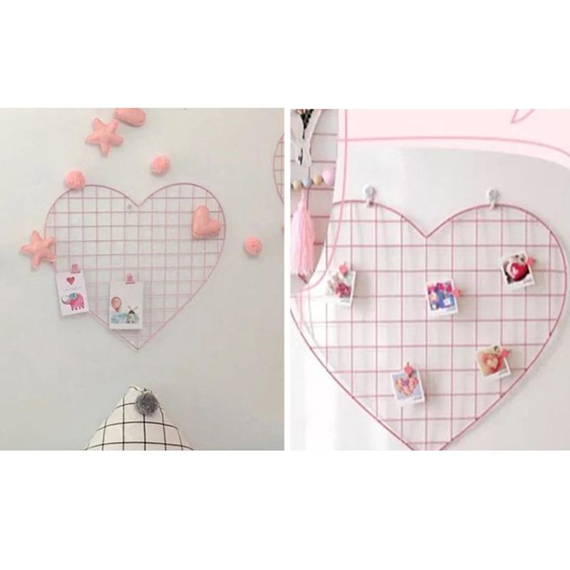 Wall Decorative Iron Photo Grid Panel Rack Clip Painted Wire Photograph Hanging