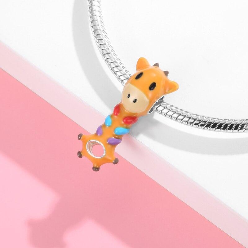 925 пробы стерлингового серебра серии зоопарк милый эмалированный жираф лев сделай сам подвески подходят кулон браслет для женщин изготовление ювелирных изделий