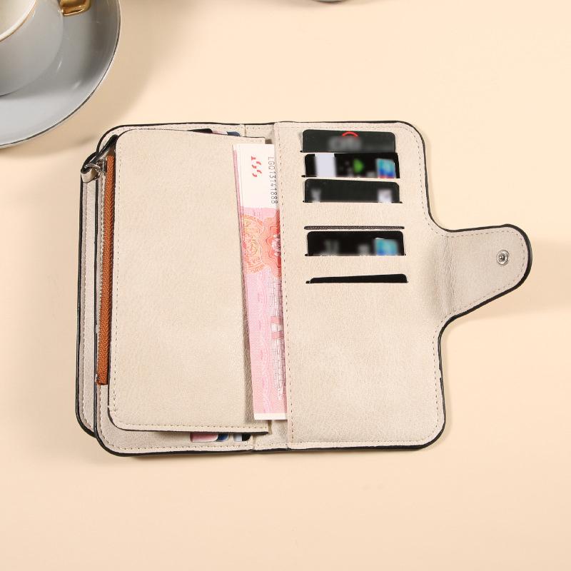 Женский длинный кошелек с зажимом для денег из ПУ кожи, трехслойный, женские кошельки-клатчи, цветной блок, ретро, кошелек для монет, держатель для карт