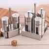 Castor Stainless Steel Salt Pepper Shaker Set Odor-Free Spice With Stand Condiment Box Cooking Seasoning Bottle Kitchen Tools