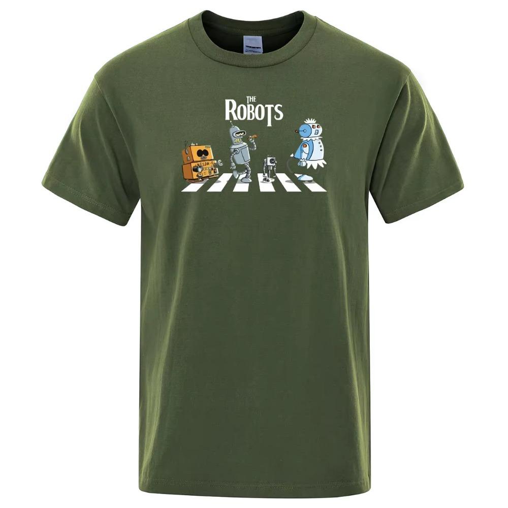 Летняя хлопковая мужская футболка с креативным принтом дроидов, футболка с роботом, новинка для мальчиков, повседневная модная дышащая футболка с короткими рукавами