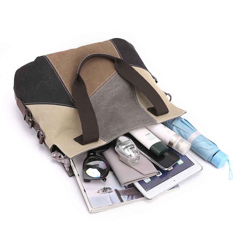 Женская контрастная холщовая сумка-тоут, женская большая вместительная сумка с контрастной строчкой, сумка на плечо