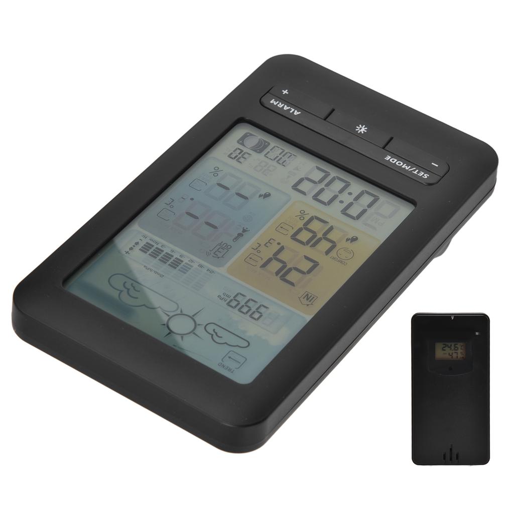 Часы с погодой для дома, комнатный наружный измеритель температуры и влажности, прогноз погоды, часы с цветным экраном