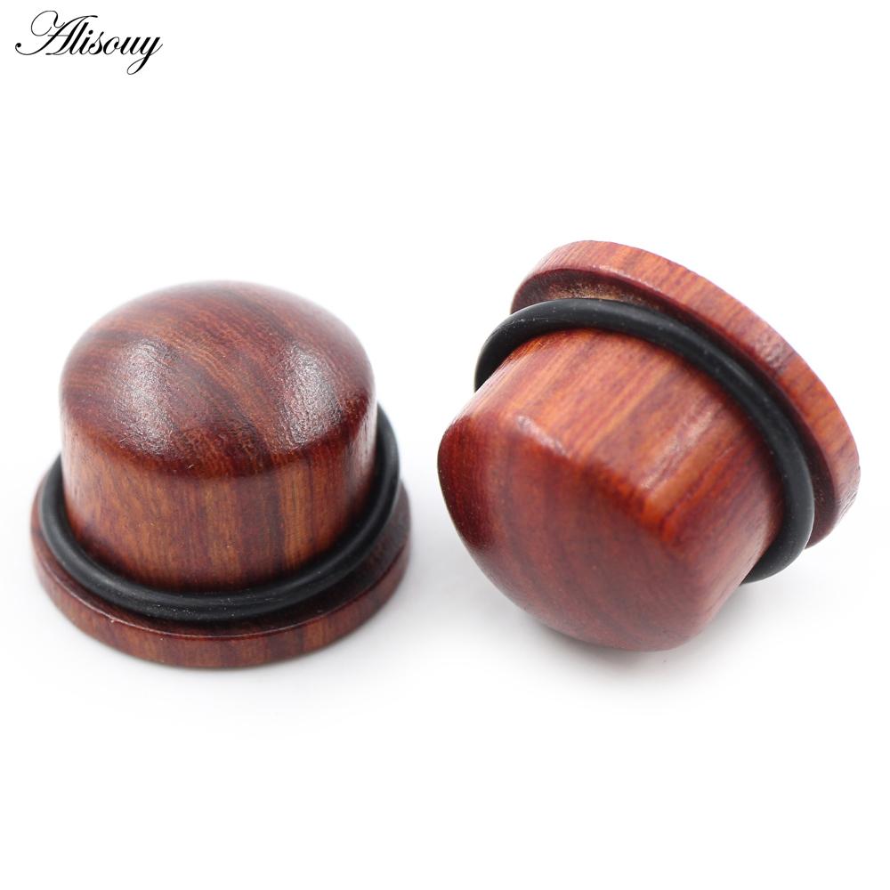 Alisouy 2PCS натуральное дерево твердые пули цилиндрические ушные калибры конические заглушки туннельный расширитель растяжитель серьги пирсинг украшения для тела