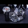 Winner New Top Men's Watch Black Skeleton Steel Band Men's Automatic Mechanical Watch Men's Blue Needle Automatic Mechanical Watch