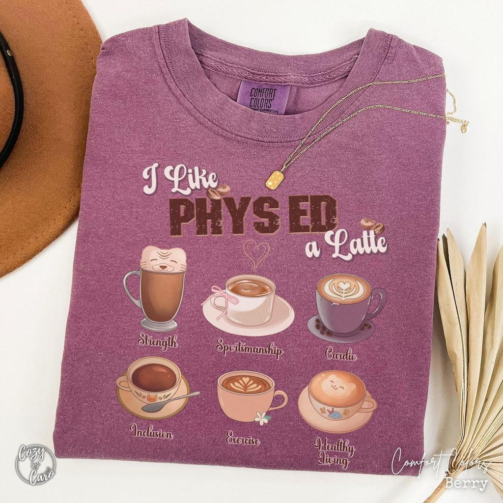 Phys Ed Teacher Shirt, Funny Teacher Gift, Coffee Lover PE Teacher Clothes, Punny Gym Teaching Tee, Physical Education Clothes, PE T-Shirt