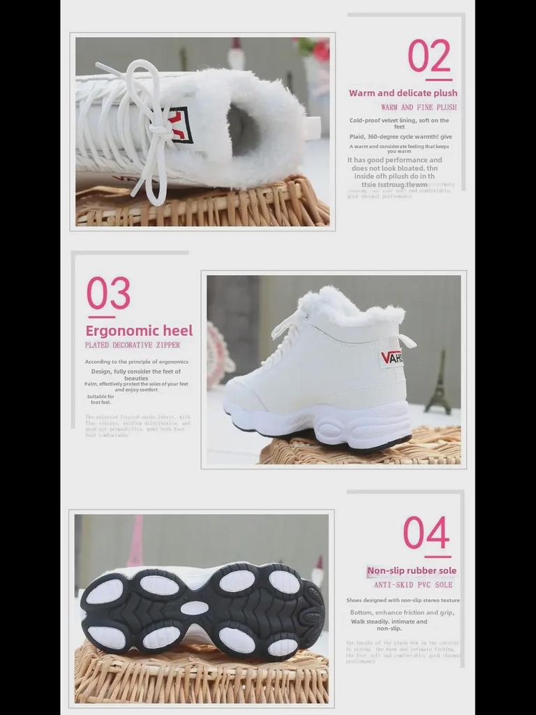 Women's High-Top Velvet Winter Shoes - 2023 Warm, Thick-Soled Casual Sneakers for Students