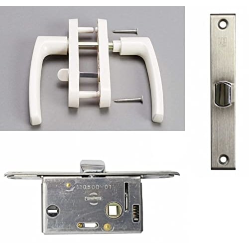 Panasonic Lever Handle Set with Base Screws and Bathroom Door Latch for Unit Baths (KC980161Z2 (successor To KC980161Z) + Bathroom Door Latch (RL4SF01