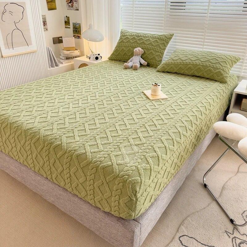 Однотонный наматрасник из тафты, зимнее теплое, мягкое, удобное постельное белье, простыня, чехол для кровати, нескользящий наматрасник, защита