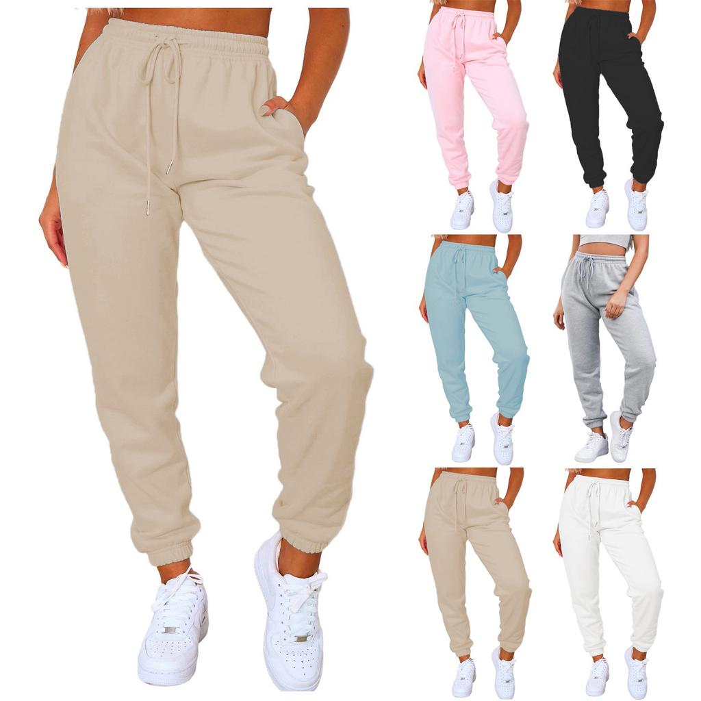 Женские повседневные спортивные брюки для бега с эластичной лентой на шнурке и карманами