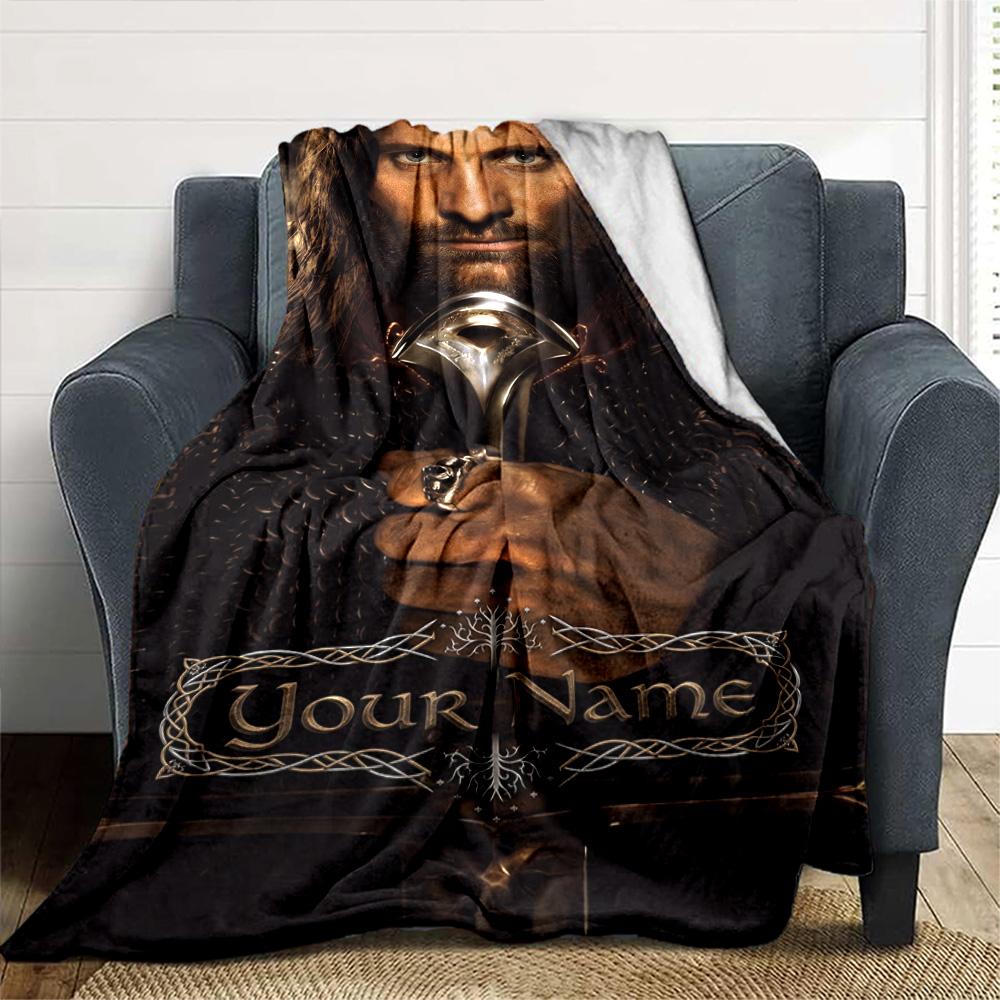 Lord Rings Customize Text Blanket Cozy Personalized Blanket Durable Comfort for Sofa Bed Office Chair Nap Ideal for All Seasons