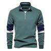 Мужские толстовки с воротником-стойкой и застежкой-молнией на четверть метра, повседневный пуловер в стиле пэчворк, толстовка из смеси хлопка для мужчин