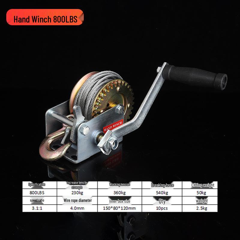 Двунаправленная самоблокирующаяся ручная лебедка 1200 фунтов для бытового подъема и тяги