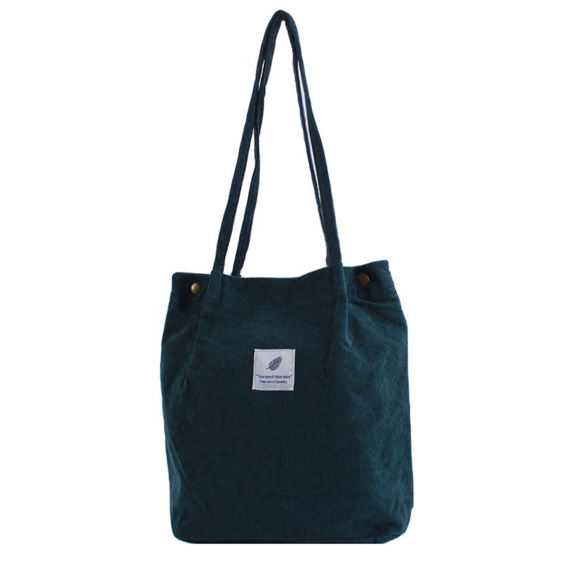 Женская вельветовая сумка-тоут, женская повседневная наплечная сумка, складная многоразовая сумка для покупок, пляжная сумка KTY