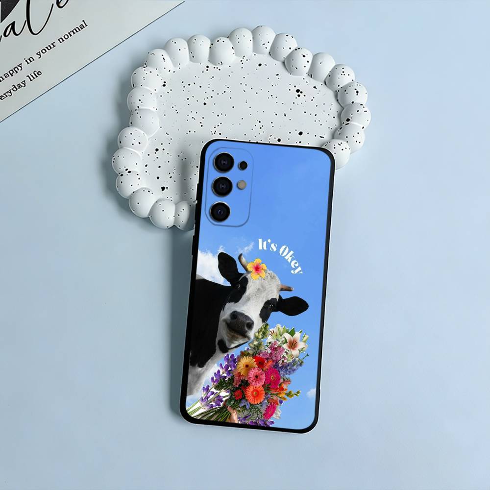 Cute and funny cow  Soft Silicone Case for Samsung S25, S24, S21, S22, S23, S30, Ultra, S20, Plus, FE, Lite-Black