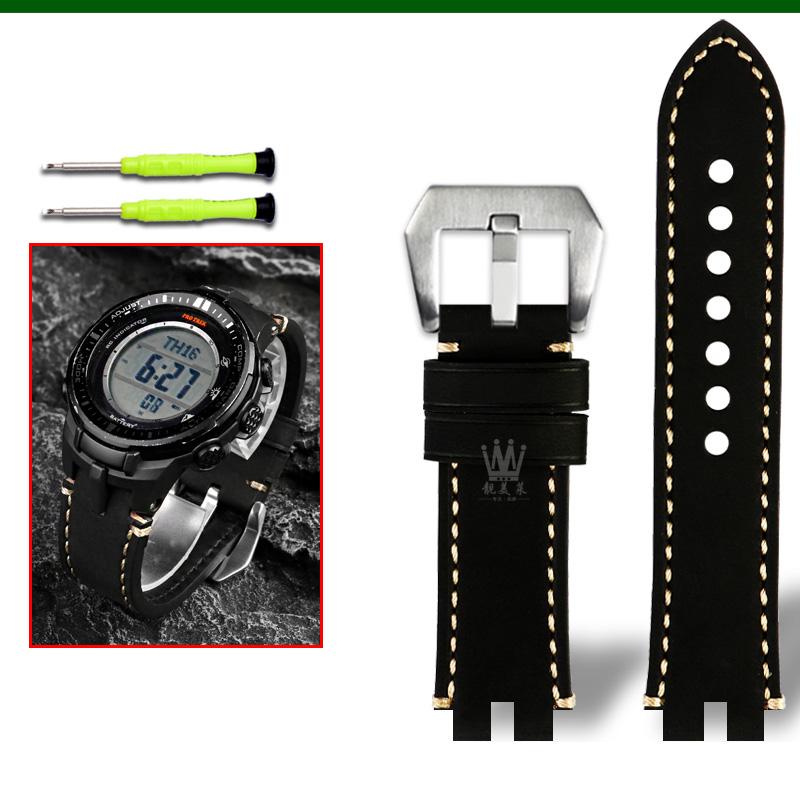 Классический ретро-ремешок из натуральной телячьей кожи для часов Casio ProTrek PRW3000/3100/6000/6100Y PRG300 Series Bracelet Watch Accessories