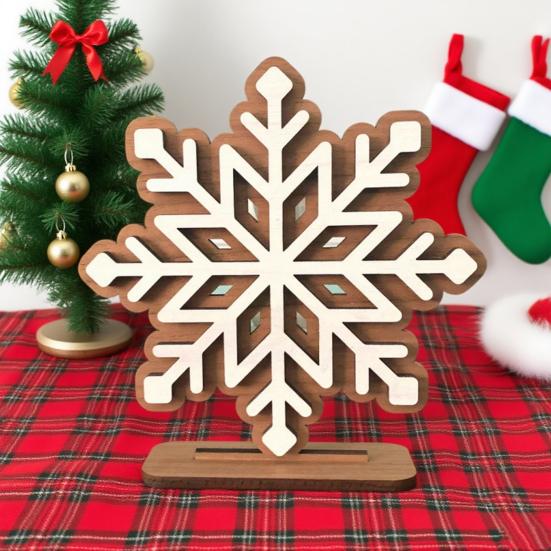 Snowflake Christmas Ornament Double-Layer 3D Design Hexagonal Shape Statue