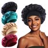 New Satin Wide Brim Nightcap Silky Bonnet Hair Wrap for Sleeping Sleep Cap With Elastic Soft Band Styling Cap Hair Wrapping Tool