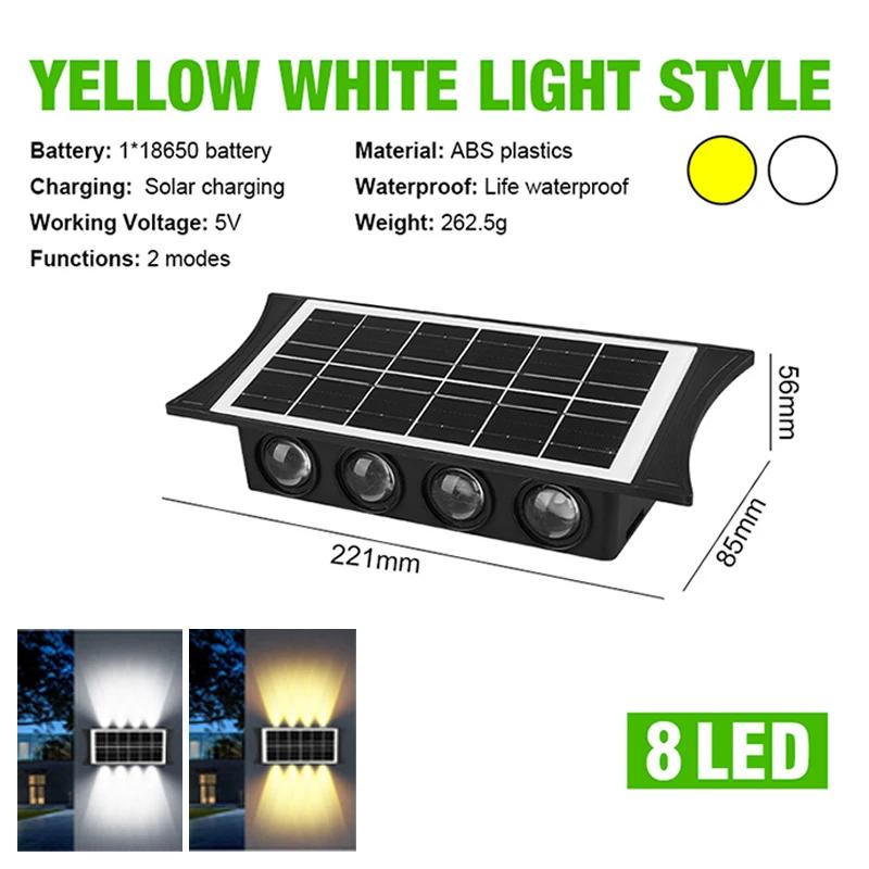 Solar LED Light Outdoor Solar RGB Waterproof Wall Lamp High Brightness Up and Down Luminous Lighting Outdoor Garden Yard Decor