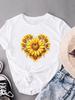 (Asian Size) Love Heart Style Trend Women's Top Fashion T Clothing Print Female Casual Short Sleeve T-shirts Graphic Tee