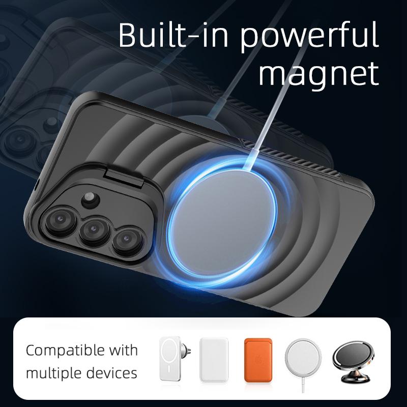 Роскошный складной держатель объектива Magsafe Wireless Charge для Samsung Galaxy S25 Ultra Plus, мягкий матовый чехол