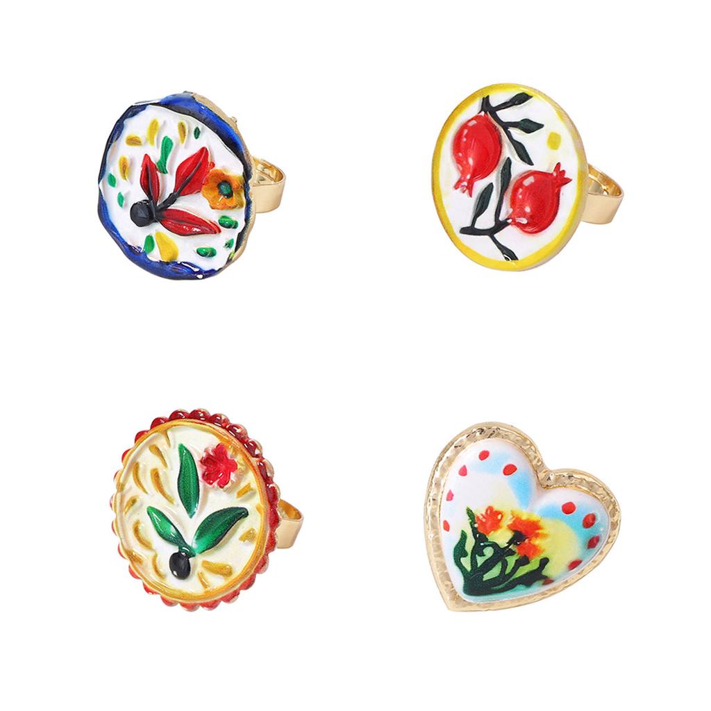 Трансграничный европейский и американский литературный и художественный нишевый пасторальный этнический стиль сплав печать цветок любовь открытие живой женское кольцо