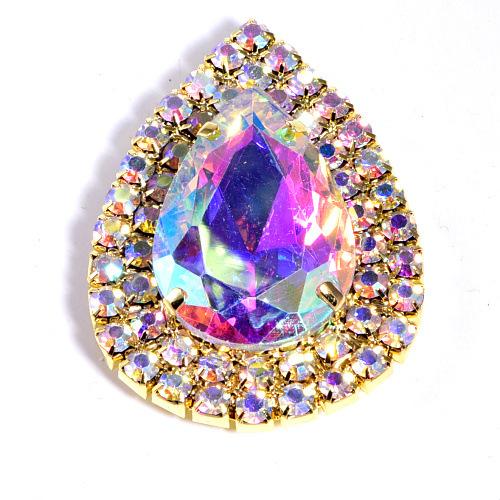 Золотая основа с серебряным основанием, стеклянная капля воды, овальный конский глаз, корсаж, брошь, пряжка, аксессуары для одежды своими руками