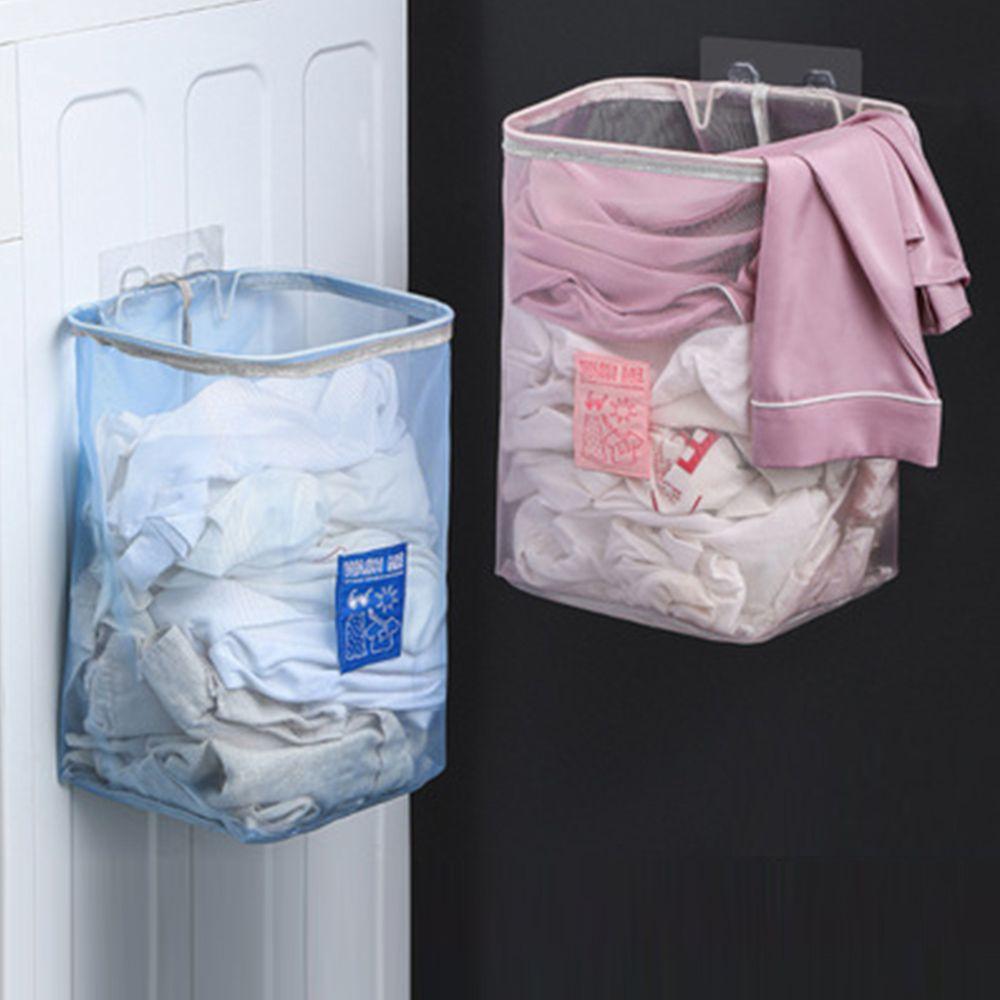 Mounted Mesh Organizer Bag Dirty Clothes Baskets Bathroom Storage Laundry Basket Clothing Bucket