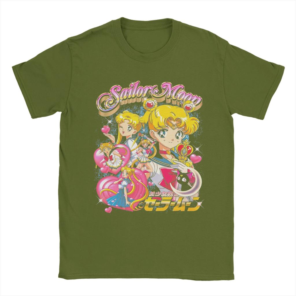 Футболки Sailor Moon Мужские Мода 100% Хлопок Футболка С Круглым Вырезом С Коротким Рукавом Футболки Оригинальная Одежда