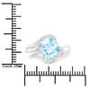 Blue Topaz & White Topaz Ring 925 Sterling Silver 14K White Gold Plated Cushion Halo Gemstone Ring Gift for Women