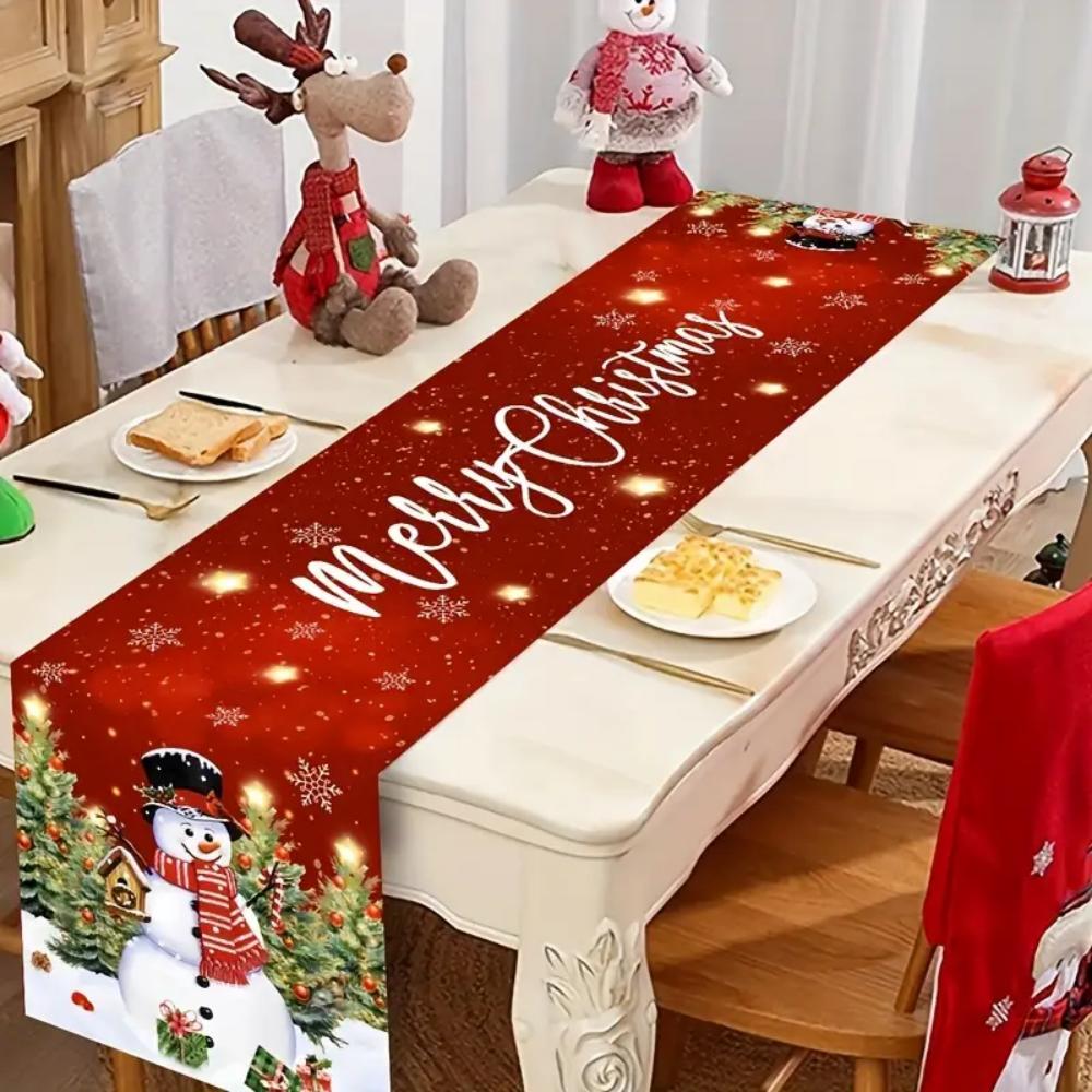 The Christmas series table flag red "Merry Christmas" seasonal winter kitchen table decoration is suitable for family party deco