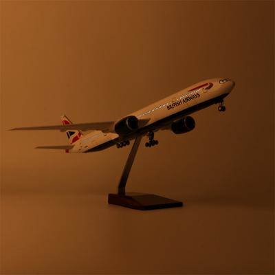 Модель самолета B777 British Airways в масштабе 1/157, с подсветкой и колесами, из смолы, сувенир, игрушка-самолет