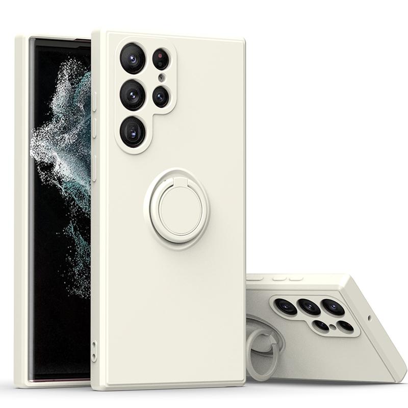 S24 Ultra 5G Magnetic Ring Phone Folding Stand Cover For Samsung Galaxy S24 S25 S23 Ultra Plus S21 FE Liquid Silicone Matte Case