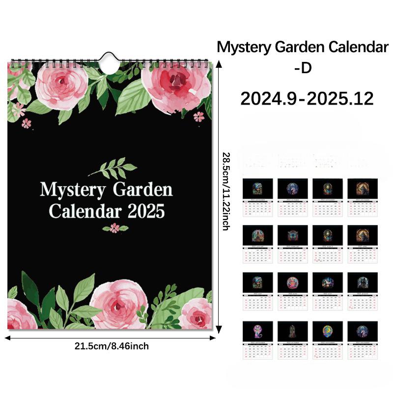 2025 Новый английский календарь Dark Mystery Garden на год, ежегодный подвесной планировщик для гостиной, спальни, современный простой настенный декор