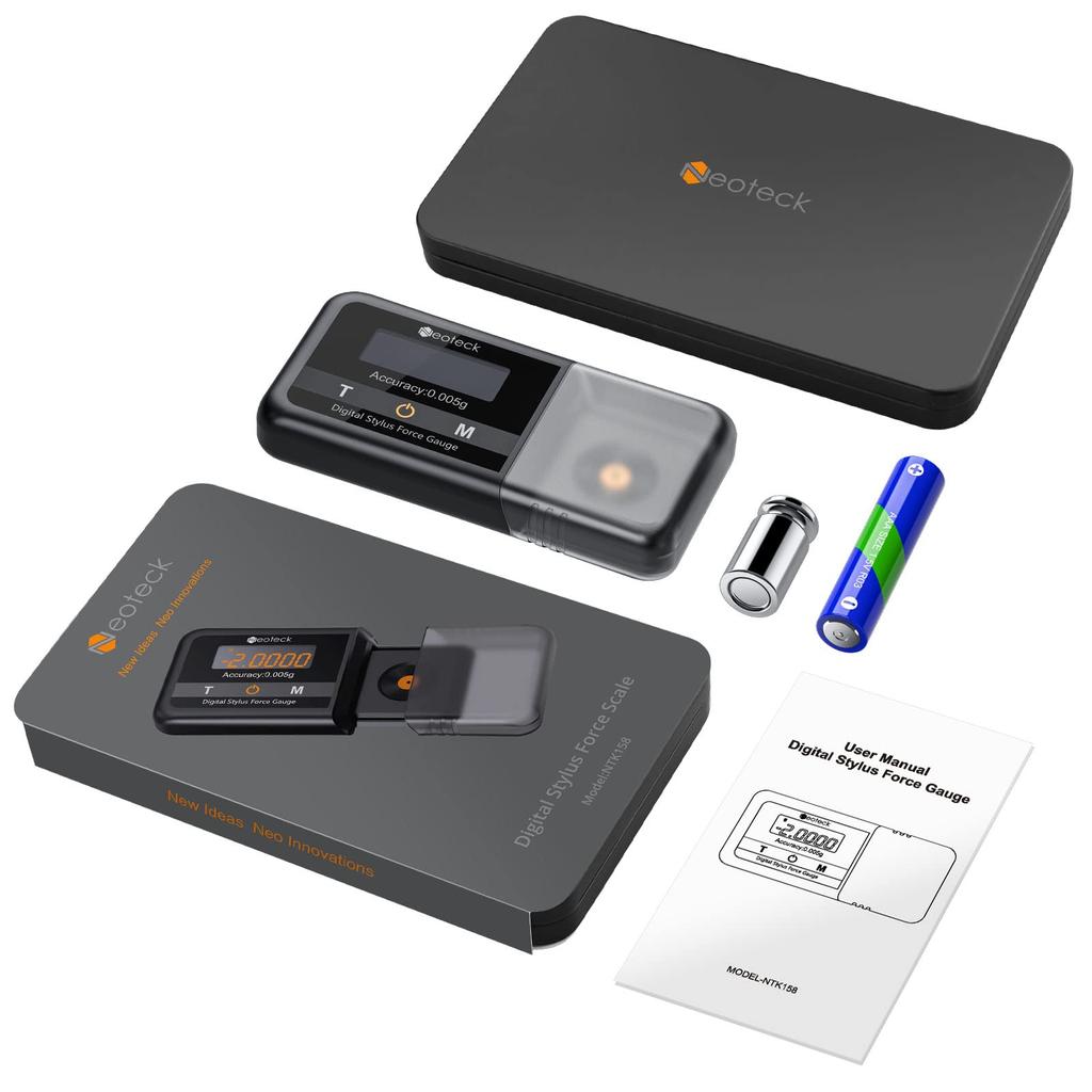 Измеритель силы иглы Neoteck для проигрывателей пластинок Высокоточный измеритель силы иглы для пластинок Точность измерения до 100 г Футляр для хранения Инструкция на японском языке