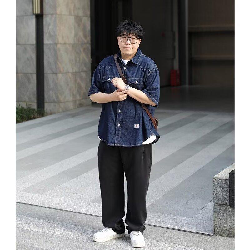 Японский ретро модный бренд летняя свободная джинсовая рубашка с короткими рукавами художественная молодежная рабочая рубашка мужская и женская многослойная куртка