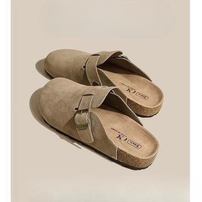 Boken Shoes Парные туфли Мягкие кожаные полутапочки с носком Высококачественные мягкие шлепанцы на толстой подошве