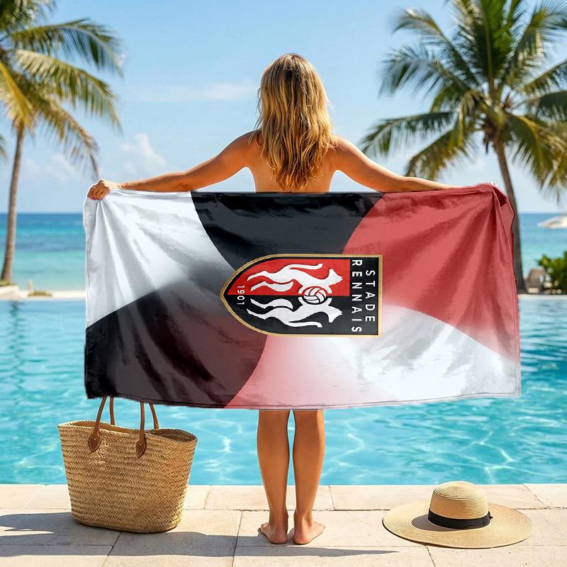 Stade Rennais FC print Quick Dry Beach Towel Microfiber Absorbent Portable Travel Swimming Towel