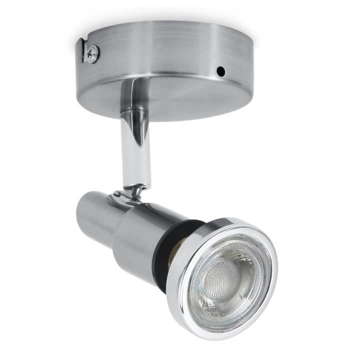 Plafonnier LED - B.K.Licht - Aurel 1 - Spot Orientable - IP44 - 5W GU10 - 400 Lumen