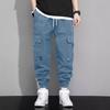 Men's Overalls Drawstring  Multi Pocket Casual Pants Hiking Pants Cotton Twill Pants