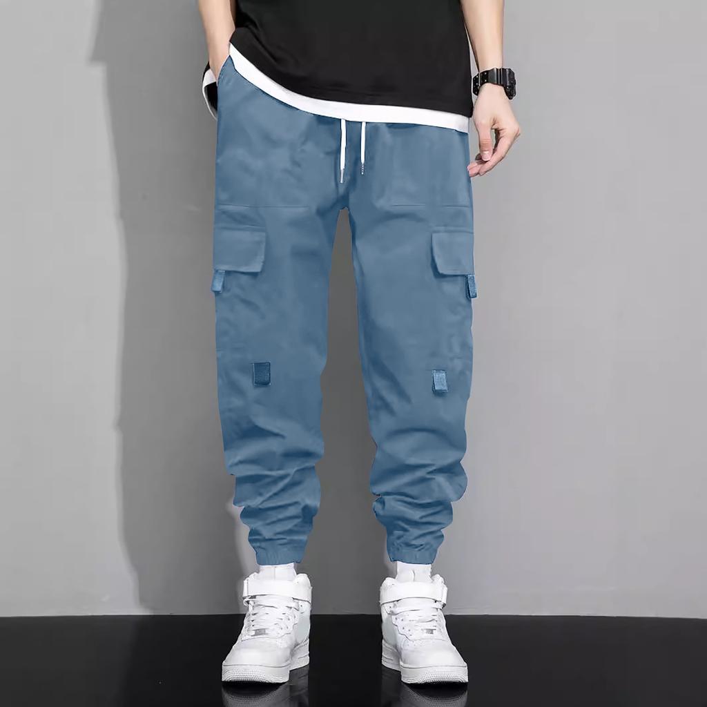 Men's Overalls Drawstring Multi Pocket Casual Pants Hiking Pants Cotton Twill Pants