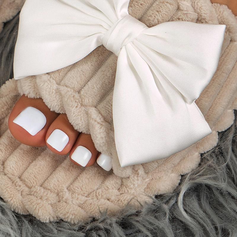 Модные домашние тапочки-шлепанцы на плоской подошве с декором в виде бантика, женские, для помещений, из вельвета, с мягкой подошвой, домашние шлепанцы, женские, нескользящие, с открытым носком, хлопковые тапочки