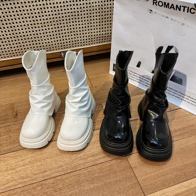 Осень И Зима Новая Корейская Версия Тренд Нишевый Дизайн Женские Ботинки Британского Стиля Модные Универсальные Удобные На Толстой Подошве