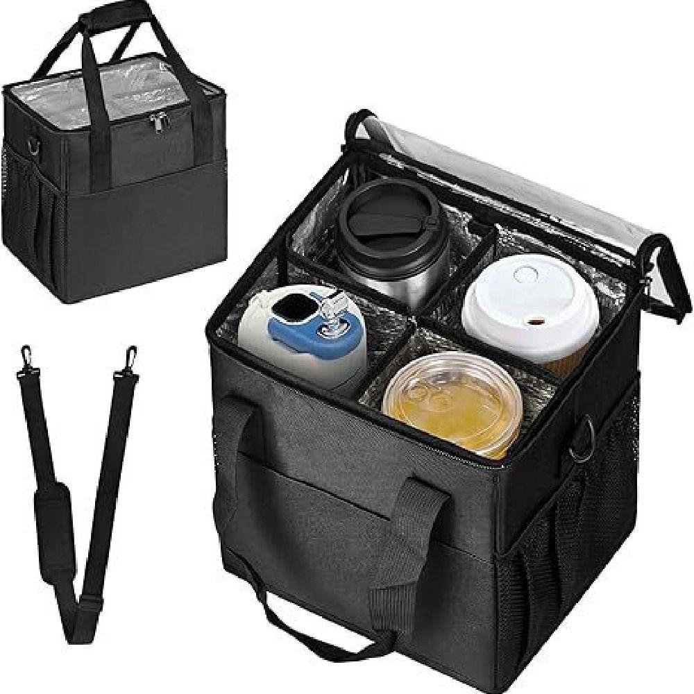 No-Spill Vehicle Drink Storage Bag 4 Compartment Car Cup Storage Pouch Daily Driving