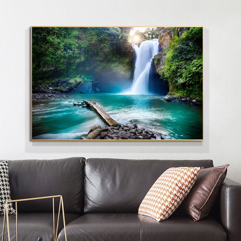Landscape Natural Waterfall Scenery Canvas Painting Posters and Prints Wall Art Pictures Modular Living Room Home Decor No Frame