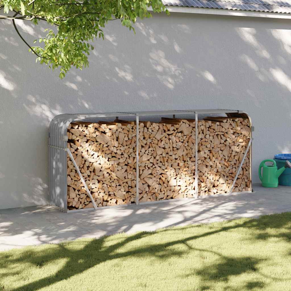 Firewood Storage Rack Light Gray 234x45x100 cm Galvanized Steel