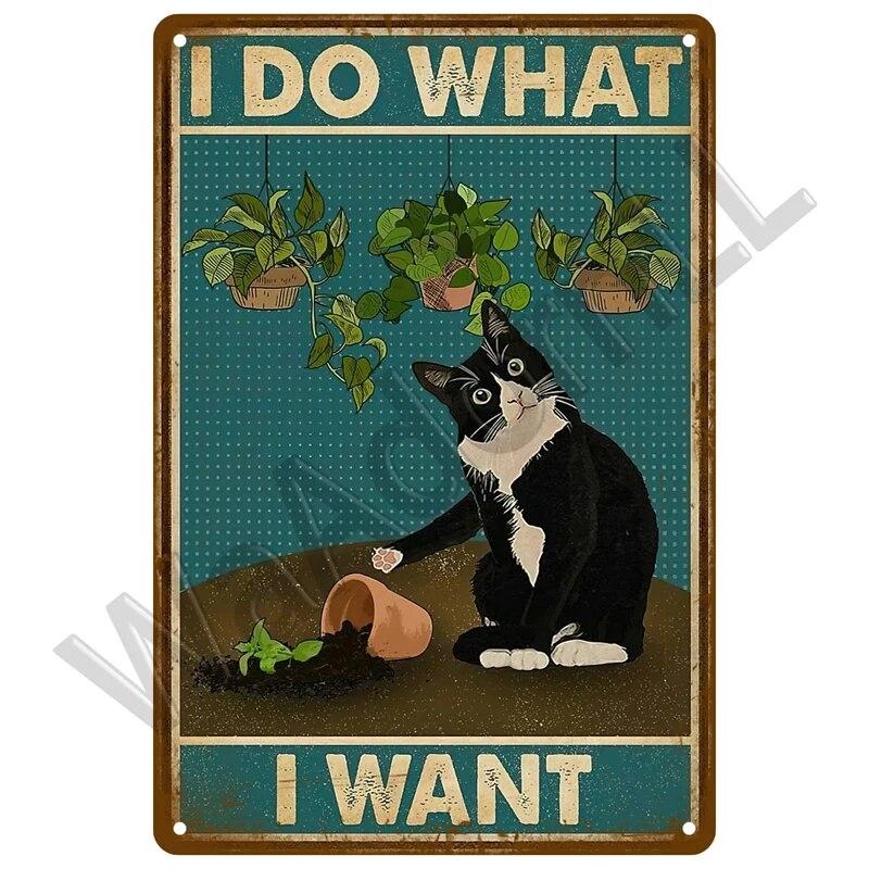 Кошки и собаки Happy Ретро Оловянная вывеска Art Cat Металлический знак Cat Табличка Плакат Украшение дома Кафе-бар Ванная комната Настенный декор Зоомагазин Комната